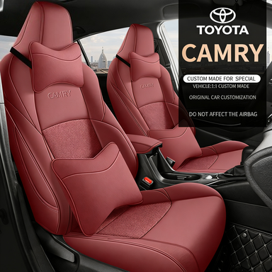 Custom Fit Leather Car Seat Covers Full Set for 2009-2024 Toyota Camry All Weather PU Leather Seat Protectors