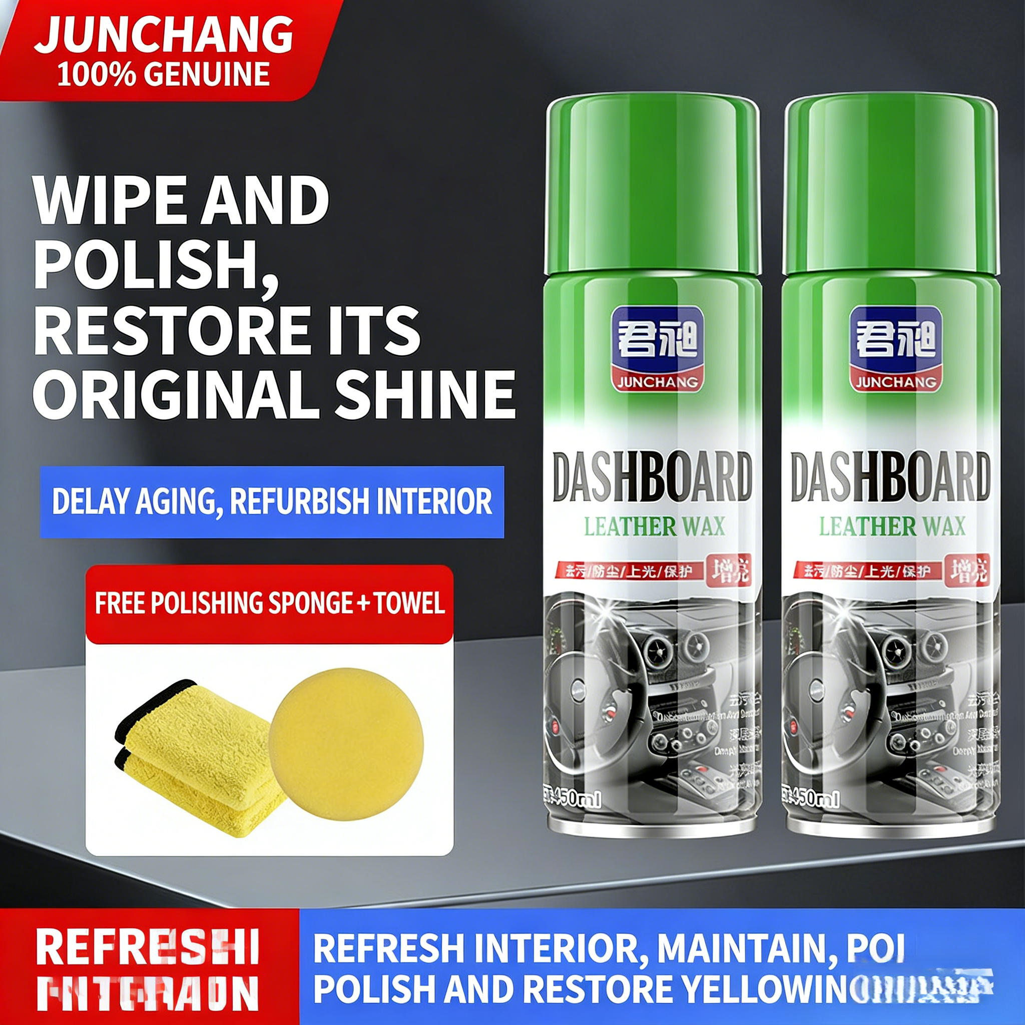 Dashboard Wax for Car Dashboards Plastic Component Restoration Dust-Proofing and Anti-Aging Care Agent